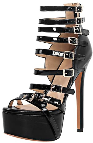 Only maker Damen Riemchenpumps Plateau Stiletto High Heels Riemchen Sandaletten