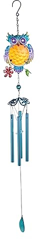 Warmhm Wohnaccessoires Windspielröhre Eulen-Metall-windspielrohr Für Außenbereich Bemalte Eulen-bastelarbeiten Heimdekoration Balkon Garten Verschönerung