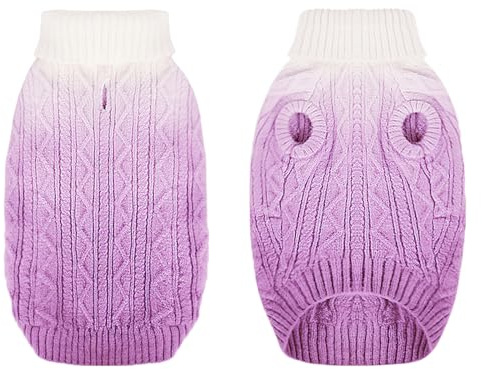 CITÉTOILE Warme Winter Hund Pullover, Weiche und Bequeme Gestrickte Hundemantel, Turtleneck Haustier Kleidung für das Kalte Wetter, Farbverlauf eingestellt für Kleine Mittlere Haustiere, Lila, S