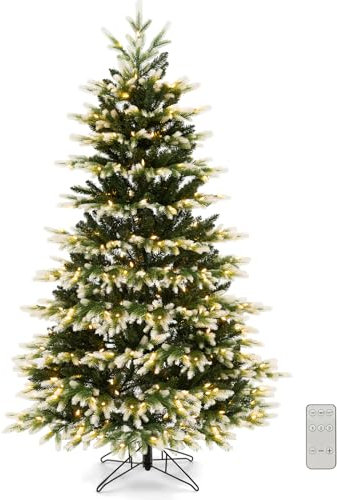 DREAMADE 180 cm Weihnachtsbaum Künstlich, Tannenbaum mit 3-Modi-Beleuchtung & Metallständer, Christbaum mit 1801 Spitzen, PVC-Kunstbaum Weihnachten