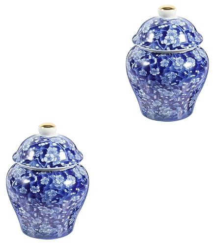 Cabilock Lot De 2 Boîtes À Thé En Céramique Vintage Bocaux De Rangement Hermétiques En Porcelaine Pour Thé En Vrac Café Biscuits Bonbons Friandises Pour Chiens