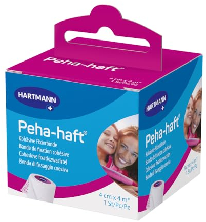 Peha-haft benda coesiva di fissaggio estensibilità 100%, bianco, 4cm x 4m, 1 unità