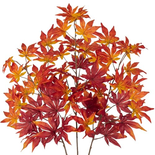 Arborus 3 Stück Zweige Künstlich 76 cm Künstliche Ahornzweige Herbstdeko Dekozweige Künstliche Ahornblätter Kunstzweige Kunstpflanze Zweig für Äste und Zweige Deko Vase Tisch Deko