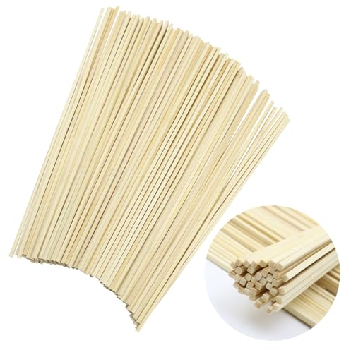 MIPIACE 100 Pièces Bâtons de Bambou 30cm x 4mm x 4mm Baton Barbe a Papa Baguette Bois Naturel Bâtonnets en Bois Carré Pour Bricolage Décorations Bâtons de Travaux Manuels Machine a Barbe a Papa