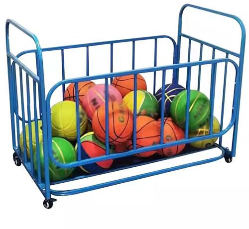 Ballwagen Ballregal Stehende Basketballständer für Bälle, Basketballständer mit Rädern, robust, Aufbewahrung von Bällen für den Außenbereich, Aufbewahrung von Sportgeräten, Ballständer mit Halterung (