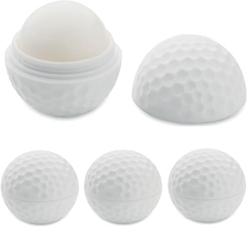 notrash2003 - Juego de 4 lápices de cuidado para labios suaves y delicados, en caja redonda, pelota de tenis, golf, fútbol