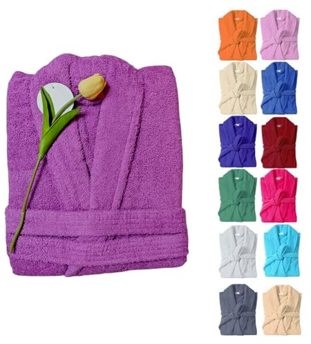HaraDeco Albornoz Rizo Americano Algodón Natura 380gsm para Mujer