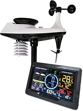 MRKU Stations météo Professionnelles, thermomètre et hygromètre d'intérieur et d'extérieur avec Grand écran LCD WiFi