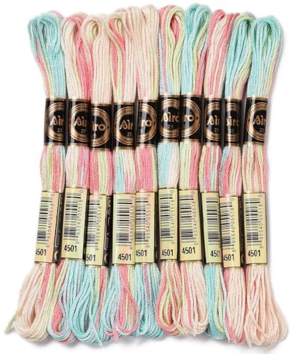CABODYALS 10 madeja de Hilo de Bordar de 80 m Hilo Abigarrado A Granel 6 hebras Hilo de Poliéster Colorido para Pulseras de la Amistad Hilo para Punto de Cruz para Coser Pulseras Manualidades de Punto