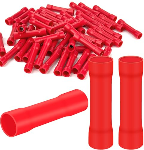 Lot de 50 connecteurs à sertir 0,5-1,5 mm² - Cosses de câble rouges en PVC isolé - Connecteurs de câbles BV