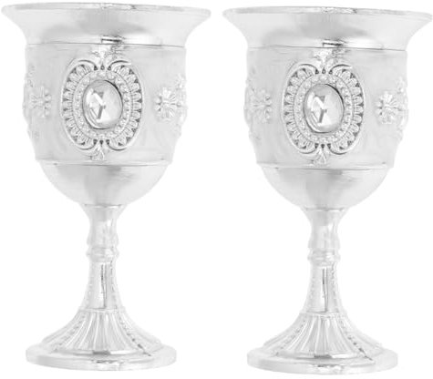 POPETPOP Bicchiere da Vino Vintage in Lega Argento 2 Pezzi per Casa