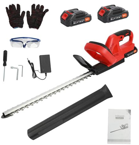 Rodiuiu Electric Hedge Trimmer with Battery and Charger, Plant Trimmer Machine Hedge Cutter for Lawn Edging, Leaf Pruning and Hedge Trimming, 800W Cordless Handheld Shrub Cutter Flower Trimmer UK