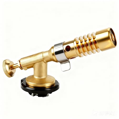 Torcia da Cucina Portatile in Ottone con Bruciatore per Barbecue Regolabile Fino a 1300°C Design Ergonomico per Cucina Professionale e Campeggio | Beccuccio in Metallo Resistente, Impugnatura Antiscivolo, Attrezzatura per Saldatura e Bruciatura, Accensione Manuale pe