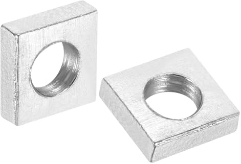 sourcing map 100 tuercas cuadradas M6 x 10 mm x 3 mm, acero al carbono, chapado en zinc, tuercas cuadradas de rosca gruesa para reparaciones del hogar e ingeniería profesional, color plateado