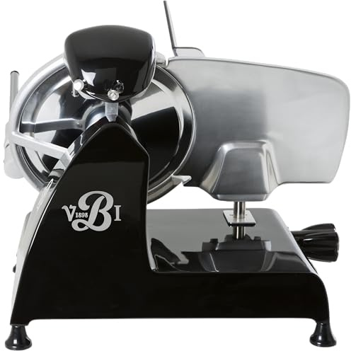 VBI Milano 1898 Red Line 250 Electric Food Slicer | 10 Blade | Perfect Cuts & Reduced Waste | Built-In Sharpener | Premium Kitchen Appliance | Italian Heritage Since 1898 (Black)