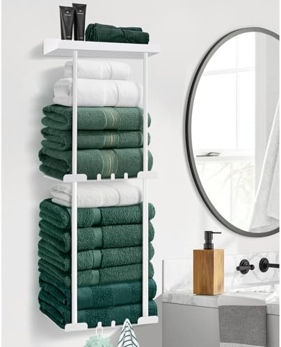 Porte Serviette Mural sans Perçage - Porte Serviette Salle de Bain- avec Patere Salle de Bain -Convient pour Le Rangement Serviette Salle de Bain
