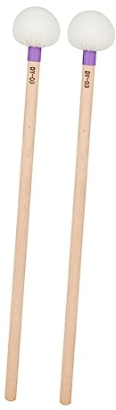 Mikikit Baquetas de Fieltro Color Marfil Mango de Madera, 2 Piezas para Instrumento de Percusión Profesional, Martillos Duraderos para Batería y Caja, Accesorios de Percusión