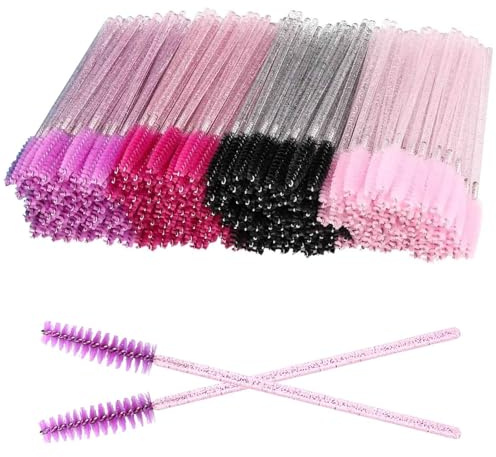200 Pcs Mascara Wands, Disposable Eyelash Spoolies 4 Colors Eyelash Brushes Applicator Cosmetic Makeup Brush Tool Kits