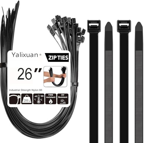 26 Heavy Duty Self-Locking Nylon Cable Ties, 50 Packs, 650x8mm Extra Long | Large Zip Ties Heavy Duty,Ultra Strong Self Locking Adjustable Extra Long Wire Tie Wraps