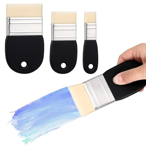 3 Stück Flacher Paddelpinsel, Flachpinsel Breit Paddle Pinsel, Acryl Flächenpinsel Aquarell Pinsel Set, Paddle Flachpinsel Für Acryl, öl, Aquarell, Maler, Künstler Und Aquarellpinsel Farben