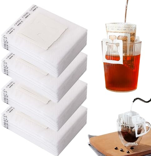 GOEDCH Droppkaffepåse: 200 stycken hängande örondroppe kaffepåsar, bärbara kaffepappersfilter, kaffefilter, camping med hängande öron, hängande örondroppar, kaffepåse för resor, hem, kontor