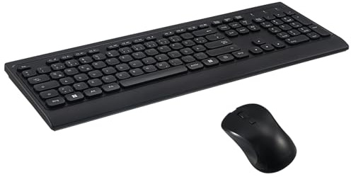 KOMBIUDA Clavier et Souris sans Fil Ergonomiques Silencieux pour Bureau Wireless Compact avec Souris Optique Haute Précision et Stable