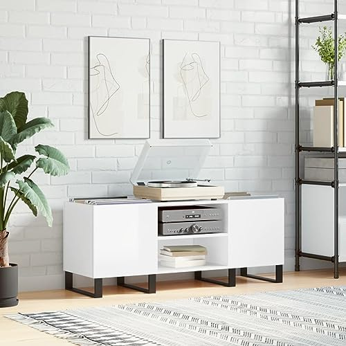 Frdhee Kinderregal Schrank Kinderzimmer,Plattenschrank Hochglanz-Weiß 121x38x48 cm Holzwerkstoff,Aktenregal für Wohnzimmer,Homeoffice,Esszimmer