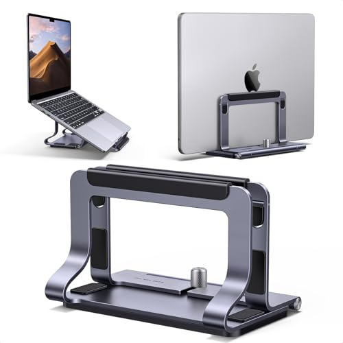 UGREEN Support Ordinateur Vertical Horizontal 2 en 1 Laptop Stand Gris | Aluminium Porte PC Portable Bureau Réglable Compatible avec MacBook Pro Air MateBook Chromebook Surface Dell HP iPad Pro Air