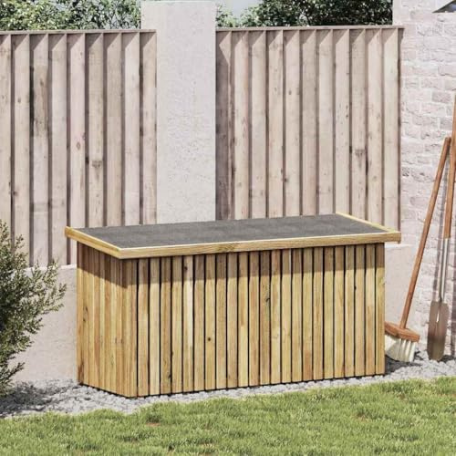 Mokuyary Caja de almacenamiento de jardín natural, 119 x 44 x 58 cm, madera de pino impregnada, caja de almacenamiento, caja de cojines, caja de jardín, caja para jardín, terraza, balcón, herramientas