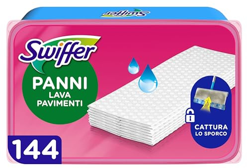 Swiffer Wet Lavapavimenti, Adatto a Tutti i Pavimenti, 144 Panni Umidi | Pulizia semplice i rapida