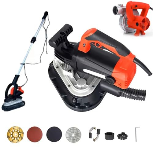 Lijadora de Suelo y Amoladora de Hormigón, Herramienta de Pulido Manual, Pulidora Rotativa Variable de 6 Velocidades con Diseño de Tres Cabezas Para Lijado de Pared y Suelo