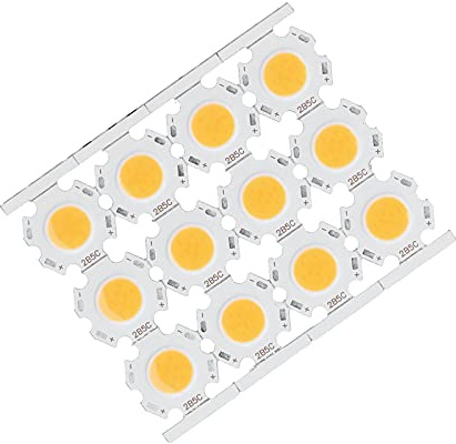 Puce Lumineuse COB 5W 450LM, éclairage Doux, Idéal pour les Plafonniers, Projets de Bricolage, 12 Pièces, Matériau en Aluminium (Lumière chaude)