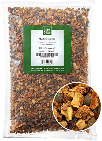 Monterey Bay Herb Co Traditional Mulling Spices, by Herb Co, Spice Blend for Mulled Wine Spices, Apple Cider, Tea, Wine 1 lb