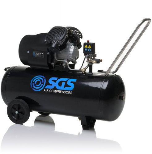 SGS 100 Litre Direct Drive Air Compressor – Heavy Duty Portable Electric Air Compressor for Workshop and Garage Use, 3HP, 13.8 CFM, 116 PSI