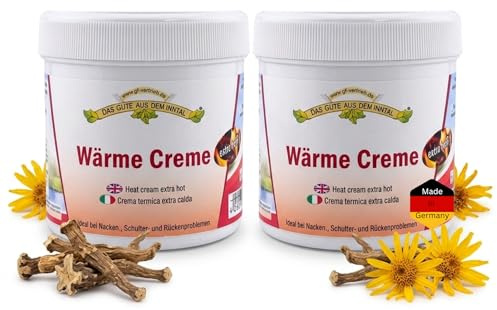 Wärme Creme extra heiß 2 x 200 ml mit Arnika und Teufelskralle | Intensive, langanhaltende Wärmecreme mit Rosskastanie – zieht schnell ein für Nacken, Schultern und Rücken