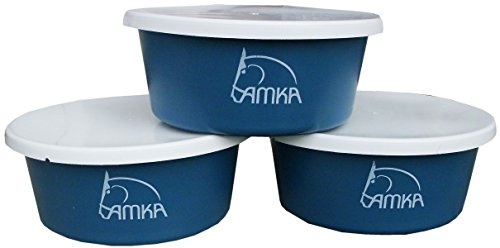 AMKA Müslischale Futterschale Leckschüssel 5 Liter mit Deckel 3er Set für Tiere, Pferde, Hunde, Farbe: Petrol