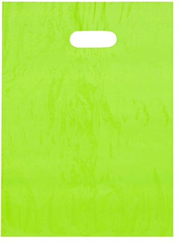 Bolsas de la compra con mango troquelado, 12x15, Verde lima (Lime Green), 100