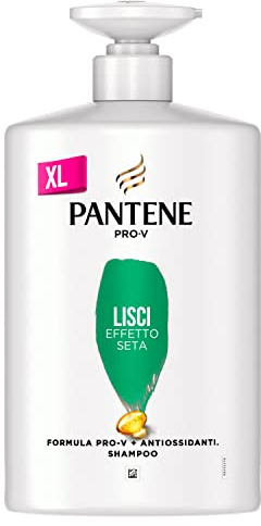 Pantene Pro-V Glattes Shampoo mit seidiger Wirkung, für stumpfes und krauses Haar, mit Pro-V aktiven Nährstoffen + Antioxidantien, verleiht seidige Geschmeidigkeit, 1000 ml