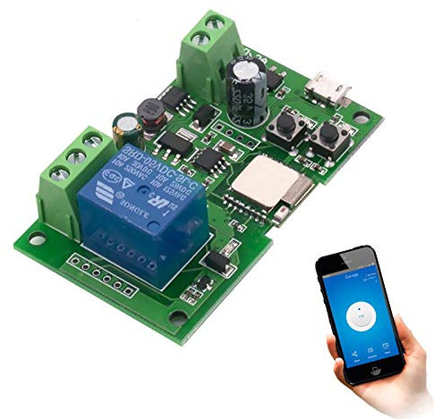 Newgoal WiFi jog relay interrupteur de verrouillage instantané/automatique module de bricolage, domotique intelligente eWeLink APP contrôle, compatible Alexa/Google Assistant/IFTTT (ST-DC1)