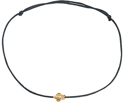 Selfmade Jewelry Fußkettchen Damen Roségold Schildkröte Größenverstellbare Fußkette Handmade Inkl. Geschenk-Verpackung (Rosegold - Schwarz)