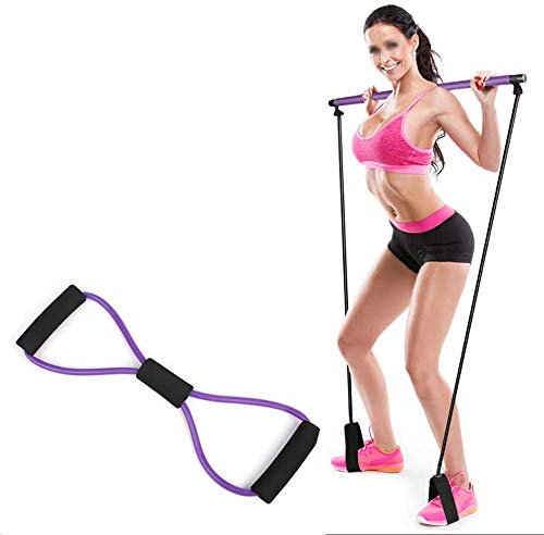 HUOQILIN Portable Pilates Bar Kit Mit Widerstand Band, Pilates Ring, Gezieltes Training Von Arm- Beinmuskulatur - Yoga Gymnastik Aerobic Core-Trainer,B