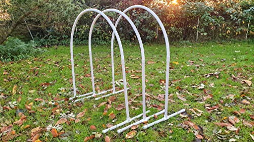 Wuzzmann Set 3 x NADAC Hoopers Bogen/VDH-KONFORM/Hoop/Hoops/Fun Hoopers Agility Bogen mit Ständer/PVC weiß/grau