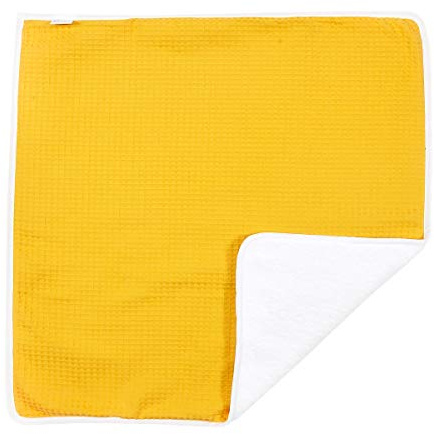 KraftKids Wickeltischunterlage Waffel Piqué mustard, Windelmatte aus 100% Baumwolle, wasserundurchlässige Reise-Wickelunterlage