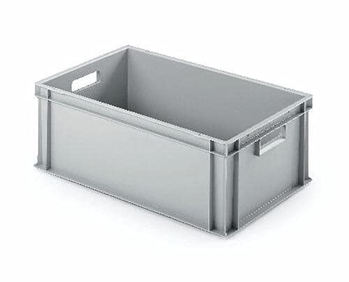 aidB Eurobehälter - Einzel - grau (600 x 400 x 220 mm, Offene Griffe)