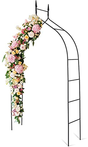 RELAX4LIFE Arco da Giardino 140x38x255cm, Arco per Rampicanti e Rose, Supporto in Metallo, Decorazioni da Giardino per Festa e Matrimonio