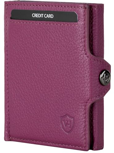 VON HEESEN Slim Wallet mit XL Münzfach & RFID-Schutz - Mini Geldbörse Herren & Damen - Kartenetui Geldklammer Kreditkartenetui - Portmonee Geldbeutel Portemonnaie klein (Pink)