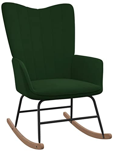 Makastle Schaukelstuhl Stoff Schaukelsessel Moderner Schwingstuhl Sessel Stuhl Wohnzimmersessel Relaxsessel Schwingsessel Polster Relaxstuhl für Wohnzimmer, Schlafzimmer, Dunkelgrün