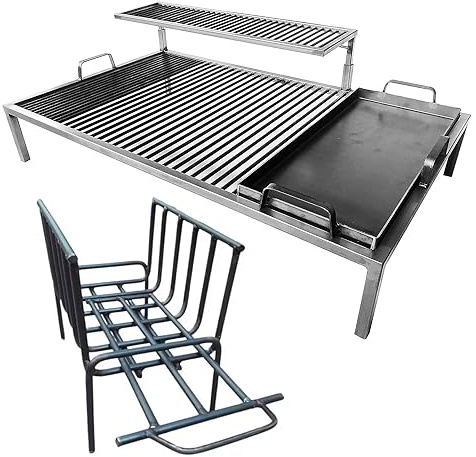 Argentinischer Luxus-Grill mit abnehmbaren Eisenmodulen + Feuerschale - Iron Argentina Grill - BBQ Parrilla Asado Sor pampa grill (101,6 x 61 cm)
