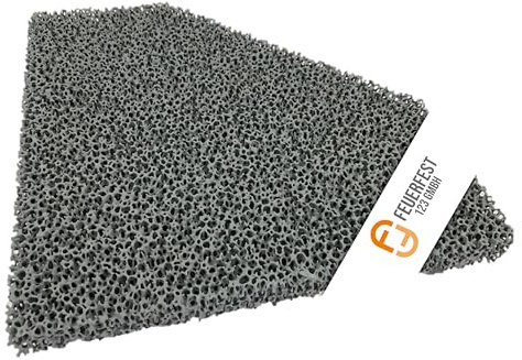 Feuerfest 123 - Feinstaubfilter Kaminofen Angeschrägt 280x270x25 mm, Feinstaub Rußfilter zum nachrüsten Kamine & Öfen, Reduzierung Feinstaub durch Schaumkeramische Filter, hitzebeständig bis 1.650 °C