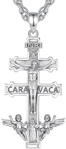 CELESTIA Cruz de Caravaca Plata de ley 925 Colgante Cruz Mujer Collar Cruz de Plata Crucifijo con Cadena Acero Inoxidable 60cm Regalo Mujer Original